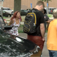 Arabella Yarbrough (left) confronting demonstrators (right).